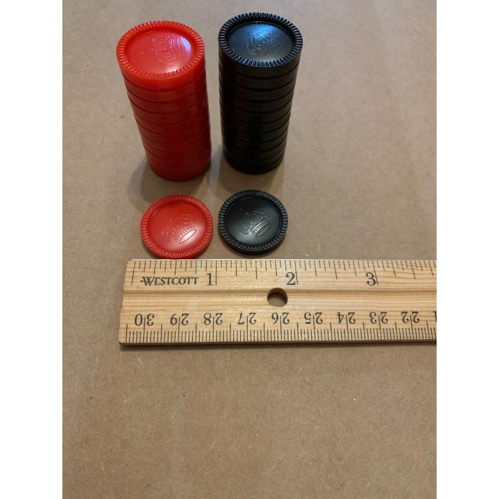 Complete Replcement Set of Checkers 12 Red / 12 Black Approximately .94” Playing